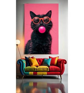 SAKIZLI KEDİ V21 Ev Duvar Salon Güzellik Salonu Ofis Dükkan Dekarasyon Kanvas Tablo (Çok Renkli)