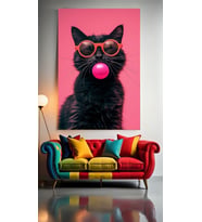 SAKIZLI KEDİ V21 Ev Duvar Salon Güzellik Salonu Ofis Dükkan Dekarasyon Kanvas Tablo (Çok Renkli)