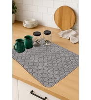Gri Düz Microfiber Bulaşık Kurutma Kurulama Matı MM001