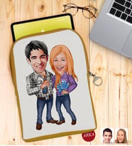 BK Gift Kişiye Özel Sevgililer Karikatürlü Taşınabilir Koruyucu Tablet Kılıfı & Organizer Çanta - Sarı-50