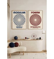 Soyut Minimalizm Geometrik Daireler 2'li Ahşap Çerçeveli Tablo Seti