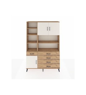 Arges Dolap 9 Raflı 5 Çekmeceli 3 Kapaklı 132x30x195 Çam-Aytaşı/Çam
