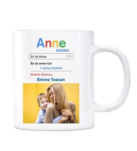 Fotoğraflı Anne Google Arama Motoru Kupa Bardak