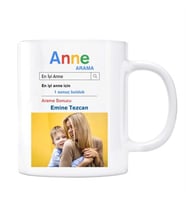 Fotoğraflı Anne Google Arama Motoru Kupa Bardak