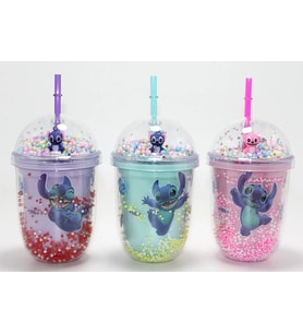 Stitch Figürlü Pipetli Kapaklı Kupa Bardak Alk5110