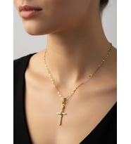 Çelik Gold Taşlı Kılıç Kolye - 26clko16