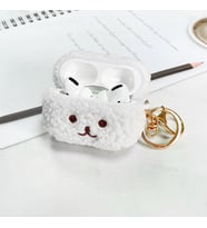 AirPods Pro 2 için Tedy Tüylü Ayı Koruma Kılıf Bagies (Krem)