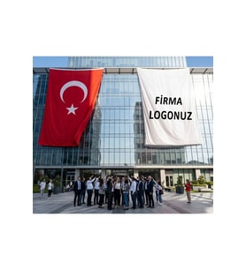 Firma Logonuz Kişiye Özel Bayrak Ve Türk bayrağı Premium Raşel Kumaş 10x15 metre