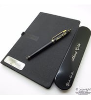 B.Houston SG178 Mat Siyah Altın Roller Kalem + İsme Özel Defter Set  Hepsi İsme Özel