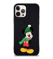 Apple iPhone 12 Pro Soft Premier Kapak Mickey Mouse-G Tasarımlı Silikon Kılıf - Siyah (Şeffaf)
