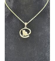 Minimal Gümüş Kedi Kolye