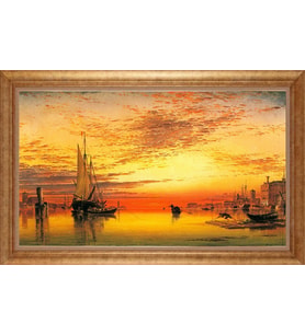 Çerçeveli Paspartulu Manzara Tablo bm1183 (Gold)