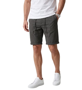 DeepSea Füme Slim Fit Likralı Çizgi Dokulu Beli Lastikli İpli Erkek Şort Kapri 2601743
