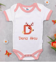 BK Kids Kişiye Özel Pembe Bebek Body Zıbın - Model 110