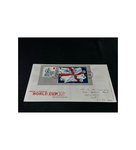 Futbol temalı 2002 Dünya Kupası İngiltere İlk Gün Zarfı Royal Mail FDC postadan geçmiş