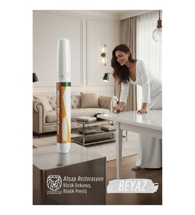 Beyaz Renk Mobilya Rötüş Kalemi -  Lake ve Ahşap Yüzeyler İçin Çizik ve Restorasyon Kalemi 722789