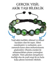 Sertifikalı Ham Işlenmemiş Yeşil Akik Taşı Bileklik - Makrome (Çok Renkli)