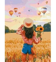 Yaz Güneşi Sayılarla Boyama Seti 40x 50 cm ( Tuval Şasesine Gerili)