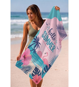 Valerine Life Plaj Havlusu 70x140cm Havuz Spa Sauna Spor Pamuklu Emici Flamingo Sunset