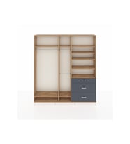 Arges Dolap 9 Raflı 3 Çekmeceli 3 Askılı 220x30x243 Çam-Çam/Antrasit