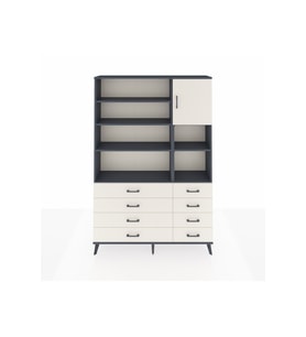 Arges Gardrop 8 Raflı 8 Çekmeceli Tek Kapaklı  132x30x195 Antrasit-Aytaşı