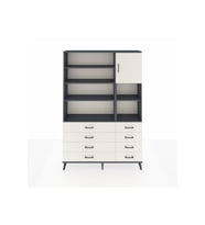 Arges Gardrop 8 Raflı 8 Çekmeceli Tek Kapaklı  132x30x195 Antrasit-Aytaşı