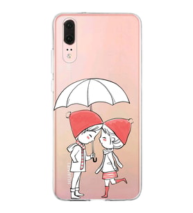 Huawei P20 Uyumlu Kapak Aşk Tasarımlı Şeffaf Silikon Kılıf