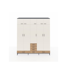 Hyperion Dolap 6 Raflı 6 Çekmeceli 4 Askılı 220x44x243 Antrasit-Aytaşı/Çam
