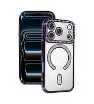 Apple İphone 17 Pro Max Joke Simli Magneticsafe Kılıf - Derin Mor