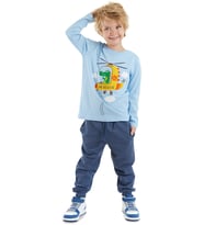 Helikopter Erkek Çocuk T-shirt Pantolon Takım (Mavi)
