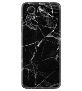Xiaomi Redmi Note 12S Kılıf Resimli Desenli Baskılı Silikon Fragile Black Mermer 1378