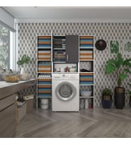 Kenzlife çamaşır makinesi dolabı sinemmaksduble gri 180*126*30 banyo kapaklı arkalıklı raflı (Karışık)