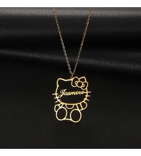 Kişiye Özel Hello Kitty Figürlü İsim Kolye 925K Gümüş (Gold)