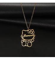 Kişiye Özel Hello Kitty Figürlü İsim Kolye 925K Gümüş (Gold)