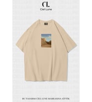 Nevermind Unisex Saudi Desing Ciel Studio- Oversize T-Shirt (Bej)