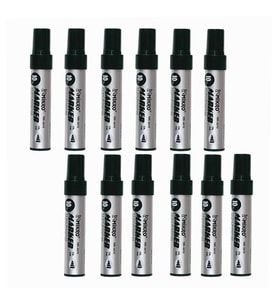 Siyah Permanent Markör Marker Kesik Uçlu Koli Kalemi Siyah 10 mm Mr-6010 12 Adet