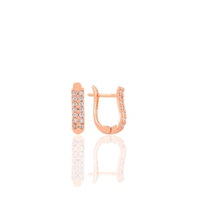 Söğütlü Silver Gümüş rose zirkon taşlı  çift sıra taşlı  j küpe