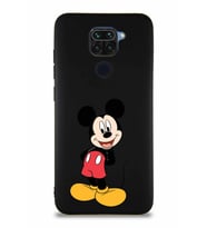 Xiaomi Redmi Note 9 Soft Premier Kapak Mickey Mouse-B Tasarımlı Silikon Kılıf - Siyah (Şeffaf)