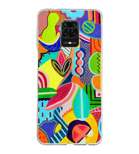 PrintiFy Xiaomi Redmi Note 9 S ile Uyumlu 1mm Slim Fit Retro Renkler 6 Baskılı Şeffaf  Kılıf
