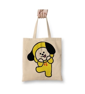 Bt21 Chimmy Bts Beyaz Bez Çanta Uzun Saplı Alışveriş Çantası Plaj Çantası
