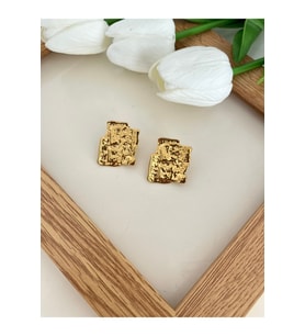 Kadın Çelik Gold Plaka Tasarım Küpe