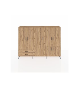 Arges Dolap 12 Raflı 2 Çekmeceli 7 Kapaklı 220x30x163 Çam-Çam