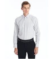 LCW BUSINESS Lacivert Slim Fit Uzun Kollu Çizgili Armürlü Erkek Gömlek