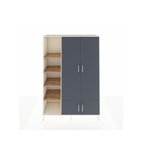 Hyperion Dolap 6 Raflı 4 Kapaklı Tek Askılı 132x44x195 Aytaşı-Antrasit/Çam