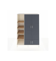 Hyperion Dolap 6 Raflı 4 Kapaklı Tek Askılı 132x44x195 Aytaşı-Antrasit/Çam