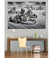 Go Kart Yarışan Araçlar Dekoratif Kanvas - Mdf Ahşap Tablo