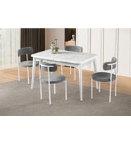 Yakamoz Alfa MDF Mutfak Masa Sandalye Takımı 80x130cm (Beyaz)