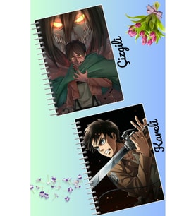 Eren jeager attack on Titan defter seti 2 adet A4 boyutu 21*30 çizgili + kareli 60 syf