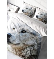 Çift Kişilik Nevresim Takımı Sık Dokuma Pamuk Saten 3d Özel Tasarım White Wolf Naturel