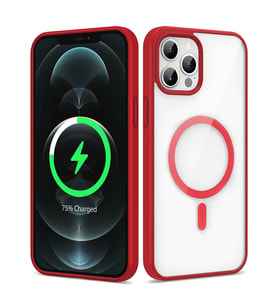 Apple iPhone 11 Pro Max Uyumlu Kılıf M-safe Wireless Şarj Özellikli Silikon Zore Ege Kapak (Kırmızı)